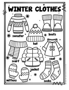 winter clothes worksheet for kids