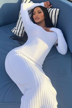 Kallan Knit Dress - White | Fashion Nova, Dresses | Fashion Nova White Ribbed Sweater, Sweater Dress Long, Bodycon Sweater Dress, Bodycon Sweater, Spring Maxi Dress, Sweater Maxi Dress, Spring Knits, Black Femininity, Ribbed Sweater Dress