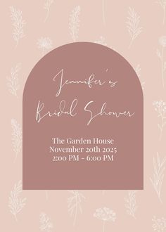 the garden house wedding shower is shown in pink and white