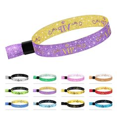 PRICES MAY VARY. ☆ Secure and tear resistant: Each cloth VIP wristbands is sealed with a vandal-resistant adhesive to prevent the transfer of the wrist bands. These VIP wristbands are perfect for indoor and outdoor use and can be worn for more than 5 days continuously. ☆ LIGHTWEIGHT AND SIZE FIT: Package includes 100 pcs VIP wristbands, colorful VIP activity wristbands are about 13.7 inches long and 0.59 inches wide with adjustable wrist size buckle. Lightweight and suitable for most people. Wov Adjustable Party Wristband, Adjustable Band Wristband For Party, Adjustable Band Wristband For Parties, Event Wristband, Club Entrance, Vip Logo, Party Wristbands, School Supply Labels, Gold Threads