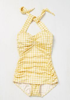 Mom Swimsuit, Bathing Beauty, Yellow Gingham, Cute Swimsuits