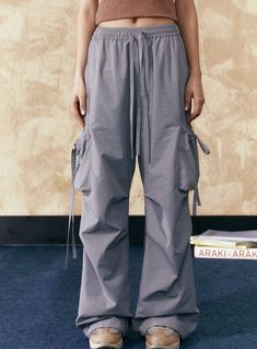 American Retro Drawstring Loose Drap Pants Pink Grey, Grey, Pants, Trousers