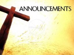 an image of a cross with the words announcements