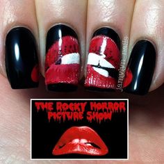 Instagram photo by jamylyn_nails  #nail #nails #nailart Rocky Horror Nails, Show Nails, Diy Halloween Nail Art, Halloween Nail Art Ideas, Halloween Nails Diy, Get Nails