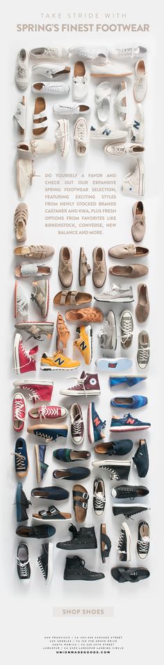 a poster with many different types of shoes on it