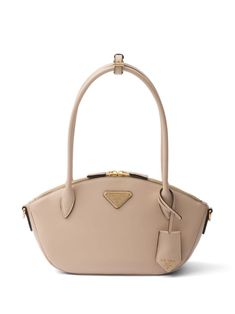 Prada Small triangle-logo Leather Handbag - Farfetch Prada Mini Bag, Prada Mini, Neutral Bag, Prada Handbag, Triangle Bag, Designer Logo, Leather Tag, Printed Handbags, Best Handbags