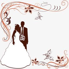 a bride and groom in silhouette on their wedding day, with butterflies flying around them