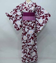 Yukata; This Japanese cotton kimono yukata features wave on a white background. Wear this beautiful robe on summer day or hang it as a display to admire daily. Item: Yukata Cotton Kimono / Obi belt is not included. No.ktm179 Size: US  M-L   /  Length  64 inch (163cm) , Width 26.7 inch (68cm). If you are 155cm - 167cm tall, This yukata would fit well, Condition: NEW. Please check the photos. Need a Obi Sash? Find it here: https://www.etsy.com/shop/KimonoFujiyamarock?ref=seller-platform-mcnav&sect Traditional White Printed Kimono, Traditional White Floral Print Kimono, Traditional White Floral Kimono, Purple Yukata, Kimono Ideas, Obi Sash, Kimono Obi, Cotton House, Kimono Japanese