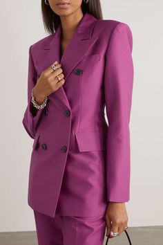 Wool Blazer Outfit, Purple Suit, Purple Suits, Dramatic Style, Pant Suits, Blazer Outfit, Woman Suit Fashion, Blazer Outfits, Professional Outfits