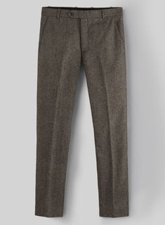 A classic design with a modern silhouette, our Tweed pants are a must-have for every modern gentleman. Crafted from wool, the unique tweed fabric characterized by its herringbone weave structure that is famous for its warmth and durability makes these pair of pants an ideal transitional choice for business or formal events. Combine it with a matching waistcoat and jacket, blue shirt, a patterned tie and polished brogue shoes.   Look Includes  Vintage Dark Brown Herringbone Tweed  Cross Pocket  Flat Front  Two Welted Back Pockets on Trousers   You can change the look by changing the options listed below.   Lining: Viscose; Dry Clean. Tweed Pants, Tweed Suit, Herringbone Tweed, Tweed Suits, Brogue Shoes, Cuffed Pants, Modern Gentleman, Tweed Fabric, Pair Of Pants