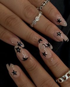 Grunge Nails, Pretty Gel Nails, Short Acrylic, Nail Swag, Short Acrylic Nails Designs, Star Nails, Funky Nails, Pretty Acrylic Nails, Short Acrylic Nails