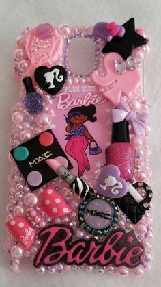 a cell phone case that has various items on it