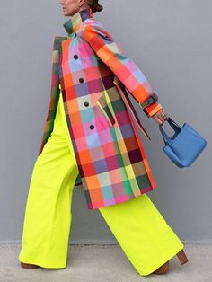 Color Plaid Urban Long Sleeve Trench Coat With Belt | stylewe Trendy Multicolor Outerwear With Pockets, Multicolor Fall Outerwear With Pockets, Spring Multicolor Outerwear With Patch Pockets, Multicolor Collared Outerwear With Pockets, Multicolor Lapel Collar Outerwear For Spring, Multicolor Outerwear With Lapel Collar For Spring, Multicolor Workwear Outerwear With Pockets, Multicolor Outerwear With Pockets For Work, Multicolor Outerwear With Button Closure For Work