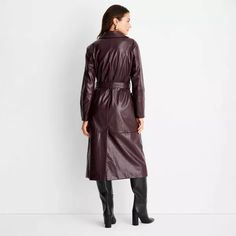 Women's Faux Croc Trench Coat - A New Day™ Burgundy Xl : Target Fall Burgundy Single Breasted Outerwear, Burgundy Lapel Collar Outerwear For Fall, Chic Burgundy Outerwear For Work, Burgundy Single Breasted Outerwear For Work, Burgundy Single-breasted Outerwear For Work, Burgundy Button-up Fall Outerwear, Burgundy Button-up Outerwear For Fall, Burgundy Outerwear With Button Closure For Fall, Burgundy Outerwear For Fall