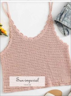 a crocheted tank top with the word sun - imped written on it