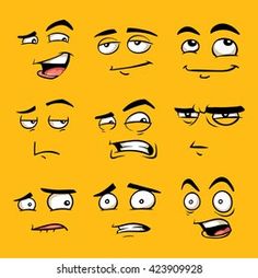 cartoon faces with different expressions and eyes