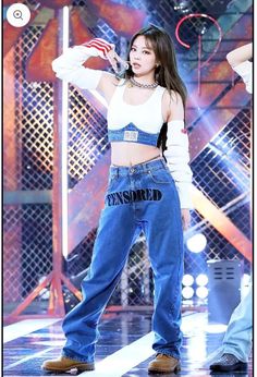 Want this outfit and can't find it  just click the link and leave the them stunned by your remarkable sense of style Jennie Crop Top Outfit, Blackpink Best Outfits, Blackpink Clothes Inspired Outfits, Blackpink Denim Outfit, Blackpink Iconic Outfits, Bp Outfits Stage, Jennie Jeans Outfit, Blackpink Jennie Stage Outfits, Jennie Kim Stage Outfit