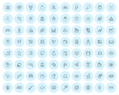 a large set of thin line icons in different shapes and sizes, all on a white background