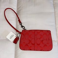 From The Coach Signature Collection Brand New With Tags! Color: Cherry Red Zipper Pouch Wristlet For Gift, Red Zipper Pouch Wristlet As Gift, Red Wristlet With Zipper Pouch As Gift, Red Wristlet With Zipper Closure As Gift, Red Wristlet Gift, Coach Red Wristlet With Zipper Pouch, Coach Red Wristlet With Zipper Closure, Red Coach Wristlet With Zipper Closure, Red Coach Wristlet For Everyday Use