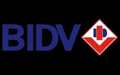 the logo for bidv is shown in red, white and blue on a black background