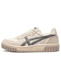 ASICS Court MZ 'Cream Grey' 1203A127-200 (SNKR/Skate/Low Top/Women's/Non-Slip/Wear-resistant) Asics High-top Skate Shoes With Gum Sole, Beige Rubber Sole Skate Shoes For Streetwear, Beige Skate Shoes With Rubber Sole For Streetwear, Asics Low-top Skate Shoes With Gum Sole, Sporty Beige Asics Sneakers, Sporty Cream Skate Shoes With Vulcanized Sole, Asics Low-top Cream Sneakers, Asics Skate Shoes With Gum Sole For Sports, Asics Sporty Cream Sneakers