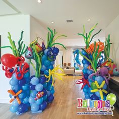 some balloons are in the shape of sea animals