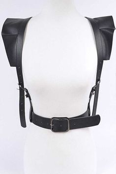 Faux Leather Black Waist Belt Suspender Ruffle Sleeve Harness Harness Suspenders, Chain Corset, Body Belt, Black Waist Belt, Harness Belt, Black Suspenders, Buckle Bag, Corset Belt, Suede Belt