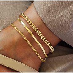 Material: 14k Gold Plated Hypoallergenic Lead & Nickle Free Tarnish Free Length: 8.5” 3pc Set Gemstone Anklet, Spike Ear Cuff, Gold Chain Anklet, Dainty Anklet, Anklet For Women, Safety Pin Earrings, Ankle Chain, Gold Anklet, Gold Bracelet Chain