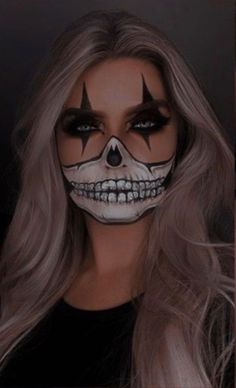 Cute Face Paint Halloween, Emo Skeleton Makeup, Easy Skull Face Makeup, Skeleton Makeup Pretty Half Face, Skull Cowgirl Makeup, Skeleton Mask Makeup, Women Skull Makeup, Skeleton Woman Makeup, Halloween Makeup Ideas Skeleton