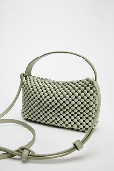 BEADED CROSSBODY BAG Chic Beaded Crossbody Shoulder Bag, Zara Crossbody Shoulder Bag, Trendy Beaded Crossbody Shoulder Bag, Beaded Crossbody Shoulder Bag For Evening, Zara Evening Shoulder Bag With Adjustable Strap, Zara Green Shoulder Bag For Daily Use, Zara Evening Bags For Summer, Zara Summer Evening Bags, Zara Crossbody Shoulder Bag For Spring