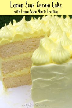 a lemon sour cream cake with lemon frosting