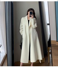 Elegant Long Wool Coat With Belt Solid · KoKo Fashion · Online Store Powered by Storenvy Jaket Motor, Jackets Oversized, Woolen Coat Woman, Chic Outerwear, Wool Overcoat, Long Coat Women, Long Wool Coat, Women Overcoat, Wool Blend Coat