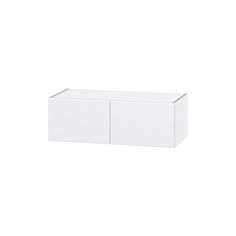 a white cabinet with two doors on one side and an open drawer on the other