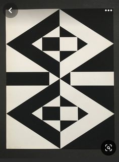 an abstract black and white pattern is featured in this photo, which appears to be framed on the wall