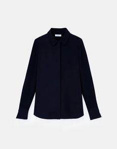 Silk Georgette Button Blouse | Lafayette 148 New York Blouse Tile, Georgette Blouse, Button Blouse, Blouse Styles, Shirt Collar, Hip Length, Black Blouse, Wardrobe Essentials, Shirt Blouses