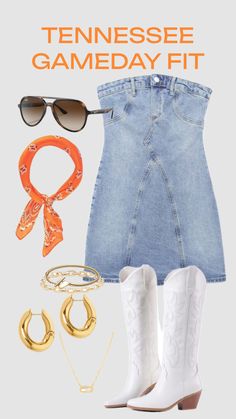 University of Tennessee outfit inspiration #outfits #outfitideas #gameday #collegefootball Auburn Gameday Outfit, Uga Gameday Outfit, College Football Game Outfit, Summer Country Concert Outfit, Tennessee Outfits, Gameday Fashion