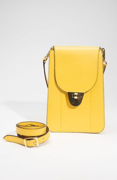 Smooth Leather mini bag with strap and gold hardware Chic Belt Bag With Detachable Strap For On-the-go, Evening Crossbody Shoulder Bag With Brass Hardware, Gold Crossbody Flap Bag With Phone Pocket, Gold Crossbody Flap Bag For Mobile Phone, Luxury Crossbody Flap Bag With Phone Pocket, Luxury Phone Bag With Removable Pouch And Top Handle, Chic Leather Phone Bag With Removable Pouch, Luxury Double Handle Satchel With Mobile Phone Bag, Chic Leather Clutch Phone Bag