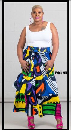 "Bold and stylish, this skirt is dramatic addition to any wardrobe. The skirt is a mermaid style skirt with two layers of ruffles at the bottom. Skirt- Waist/Hip is 26\" unstretched and 48\" stretched. The length is 40\". Made of 100% cotton." Layered Skirt, Mermaid Fashion, Size 16, Head Wraps, Skirt Fashion, Ruffles, Harem Pants, Maxi Skirt, Womens Skirt