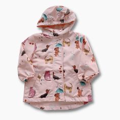 A fun cartoon print hooded jacket for your little one. The perfect lightweight colorful cartoon animal over print windbreaker. Comfy regular fit with a cosy hooded neck and an easy zip fastening. Whether the weather is rain or shine, your little one will be ready to go out with this fun jacket. Style: Casual Material: Polyester Season: Spring & Autumn Gender: Girls Pattern Type: Animal Clothing Length: Regular Collar: Hooded Sleeve Length(cm): Full Fun Winter Outerwear For Playtime, Hooded Cartoon Print Outerwear For Fall, Hooded Character Print Fall Outerwear, Pink Long Sleeve Outerwear With Cartoon Print, Playful Outerwear For Fall Playtime, Playful Hooded Outerwear For Playtime, Long Sleeve Outerwear With Cartoon Print For Playtime, Playful Long Sleeve Outerwear For Outdoor, Pink Winter Outerwear With Cartoon Print