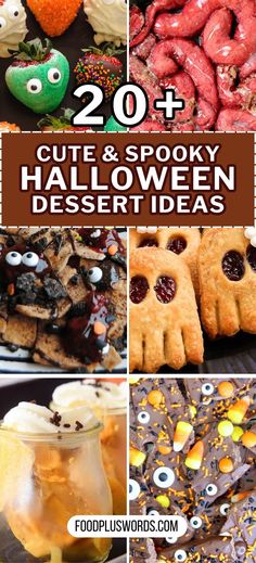 halloween desserts and treats are featured in this collage