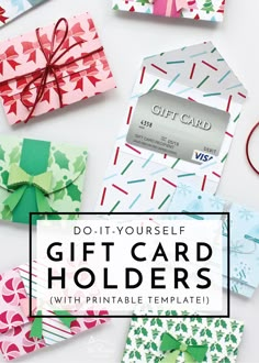 gift card holders with the text do - it - yourself gift card holders with printable templates