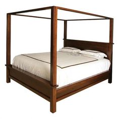 Amish USA Made Handcrafted Cabin Creek Canopy Bed sold by Online Amish Furniture LLC Japanese Furniture Modern, Amish Cabins, Amish Furniture Bedroom, Wood Canopy Bed, Canopy Bed Frame, Bookcase Bed, Japanese Furniture, Four Poster Bed, California King Bedding