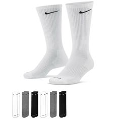 PRICES MAY VARY. Six(6) Pairs Nike Everyday Plus Sweat-wicking fabric Sweat-wicking fabric pulls perspiration away from the skin to help keep your feet stay dry and comfortable The high-friction yarn in the footbed of these Nike athletic socks helps reduce slippage so you can power through your workouts Nike crew socks have a crew silhouette providing a comfortable fit around the calf that won't slip during workouts Breathability up top help keep your feet dry and cool to help push you through t Nike Crew Socks, Inline Hockey, Tennis Team, Baskets Adidas, Nike Socks, Nike Training, White Trainers, Top Drawer, Adidas Samba