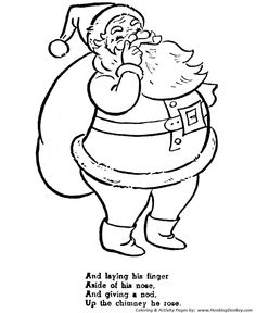 santa claus coloring pages for kids with pictures to color and print on the page, it is