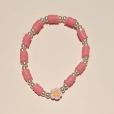 Pink Flower With Pearl Like And Clay Beads Made With Durable Elastic Band 18 Cm Resin Art For Beginners, Resin For Beginners, Resin Art Tutorial, Diy Resin Coasters, Make Clay Beads, Clay Bead Bracelet Ideas, Coaster Resin, Small Bead Bracelet, Colorful Bead Bracelets