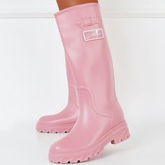 This rain boots are made of durable natural rubber including the gusset part, so there’s enough elasticity to fit extra wide calf, and will not hurt your skin in all seasons. Style: Casual,Daily,Fashion Type: Rain Boots Height: Low Heel, about 0.65'' Toe: Round Toe Closure: Slip On Size Fit: True To Size Upper Material: Waterproof  Synthetic Rubber sole Casual Pink Boots For Rainy Weather, Pink Weatherproof Rain Boots For Outdoor, Trendy Pink Waterproof Rain Boots, Casual Pink Rain Boots For Outdoor, Pink Weatherproof Round Toe Rain Boots, Waterproof Pink Boots For Rainy Season, Pink Waterproof Boots For Rainy Season, Pink Casual Weatherproof Rain Boots, Pink Insulated Outdoor Boots