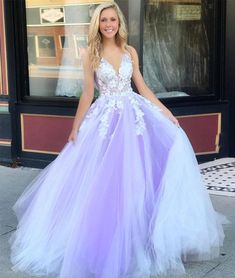 Floral Prom Dress Long, Purple Dresses Formal, Tulle Neckline, Purple Evening Dress, Princess Prom Dresses, Floral Prom Dresses, Winter Formal Dresses