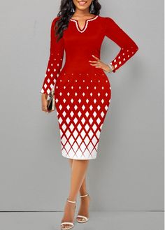 Color:Red;Size:S;Size:M;Size:L;Size:XL;Size:XXL;Package Contents:1 X Dress;Occasion:Other;Style:Bohemian; Royal Blue Long Sleeve Dress, Plus Size Elegant Dresses, Red Long Sleeve Dress, Blue Long Sleeve Dress, Flowy Design, Printed Bodycon Dress, Long Sleeve Print Dress, Slim Fit Dresses, Fit Dress