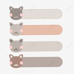 three cats with different shapes and colors, cartoon, animal png and psd