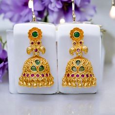 ✨ Shine bright with the latest #goldplated #stonejhumkas from #KollamSupreme! These stunning pieces bring a perfect blend of #tradition and contemporary #style. Perfect for any occasion, they’ll add a touch of glamour to your look. Treat yourself or surprise someone special today! 💖 . . . #kollamsupremeonline #goldplatedjewellery #imitationjewellery #fashionjewellery #ornaments #fashion #jewelry #ootd #deals #goldcovering #jhumka #jimikki #goldplatedjhumka #jimikkikammal #kammal #earrings #mo... Earrings With Beads, Ruby Emerald, Emerald Stone, American Diamond, Shine Bright, Party Wear